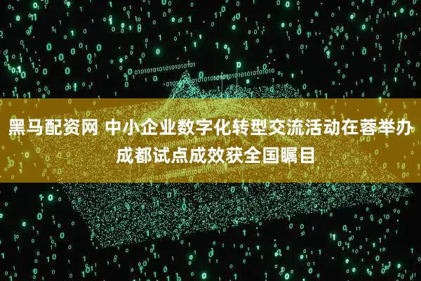 黑马配资网 中小企业数字化转型交流活动在蓉举办  成都试点成效获全国瞩目